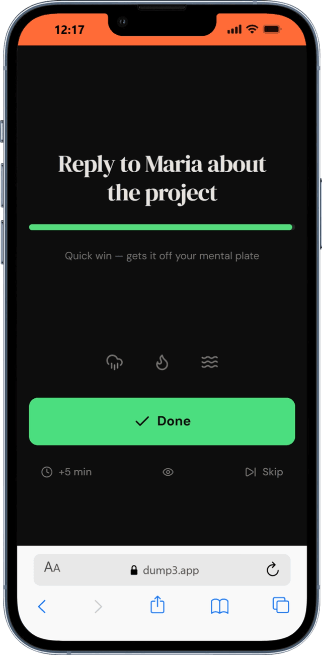 Focus mode with color timer and ambient sounds